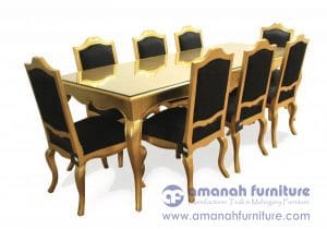 Meja Makan Mewah Klasik Warna Emas