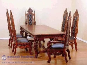 Kursi Makan Mewah Raja Ukiran Kepala Singa