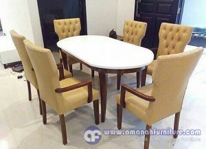 Meja Makan Oval Jati 6 Kursi Sofa
