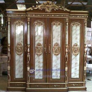 Lemari Pakaian Jati Jepara 4 Pintu Rahwana Peluru