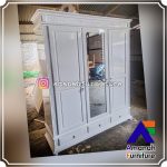 Lemari Pakaian Minimalis Klasik Mewah 3 Pintu Kaca Cermin