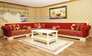 Sofa Tamu L Sudut Mewah Maroko Minimalis Klasik
