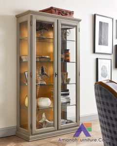 Lemari Pajangan Kaca Jati Minimalis