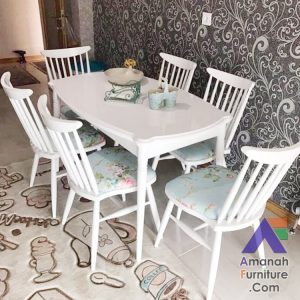 Meja Makan Minimalis Kipas Warna Putih Duco