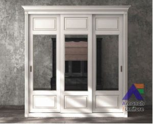 Lemari Pakaian Sliding Geser Minimalis Pintu 3 Kaca Cermin