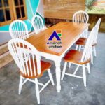 Meja Makan Minimalis Kayu Jati 6 Kursi Estetik