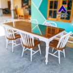 Meja Makan Minimalis Kayu Jati 6 Kursi Estetik